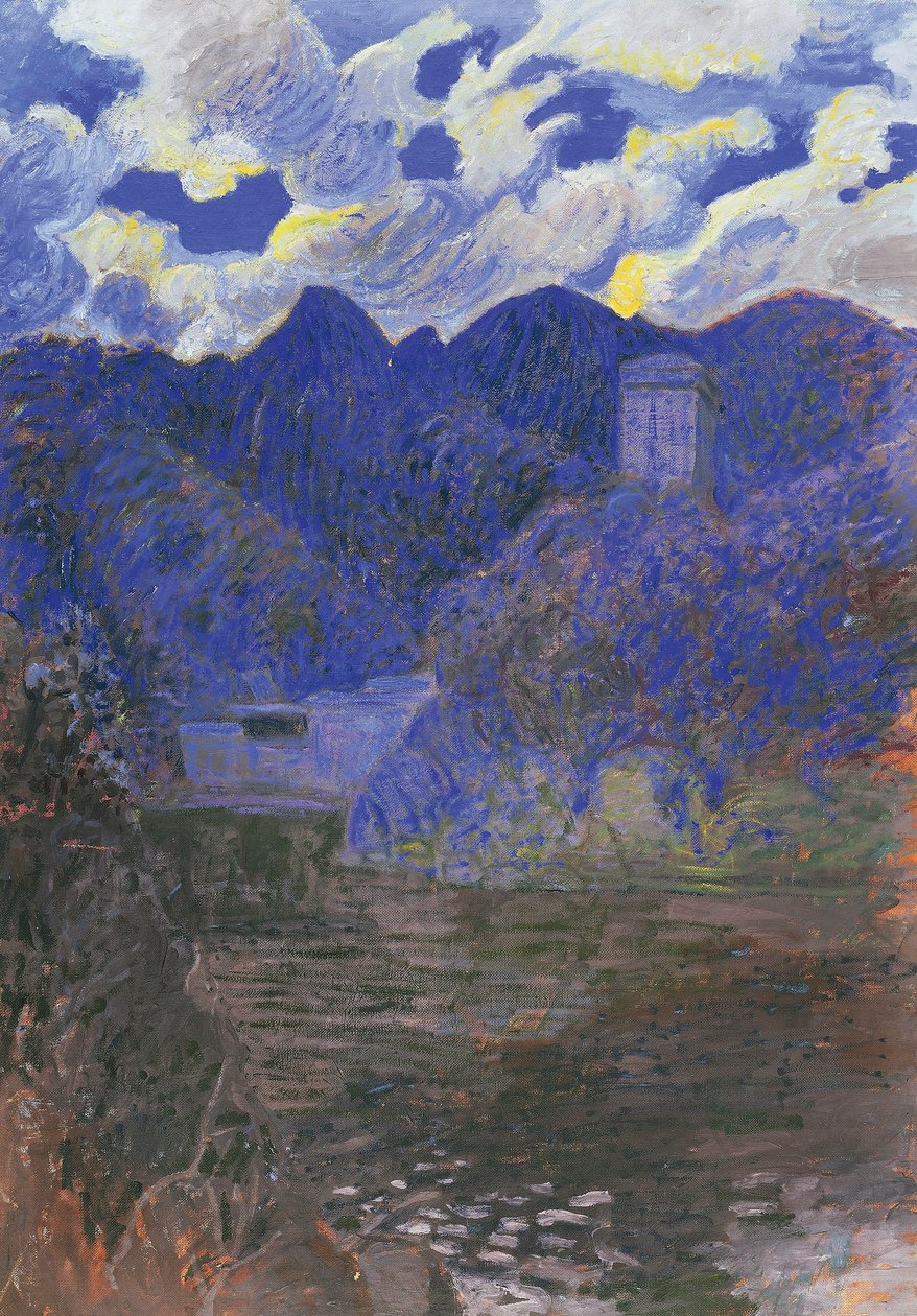 Tavasz hajnala San Fruttuosóban, Rubaldo Merello (1872-1922), olaj, vászon, 98x69 cm. Olaszország, XX. század. alkotó: Rubaldo Merello