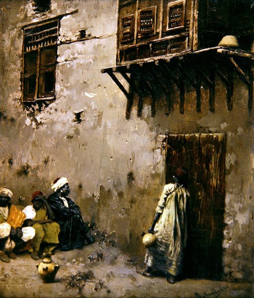 Észak-afrikai jelenet (olaj, panel) alkotó: Rubens Santoro