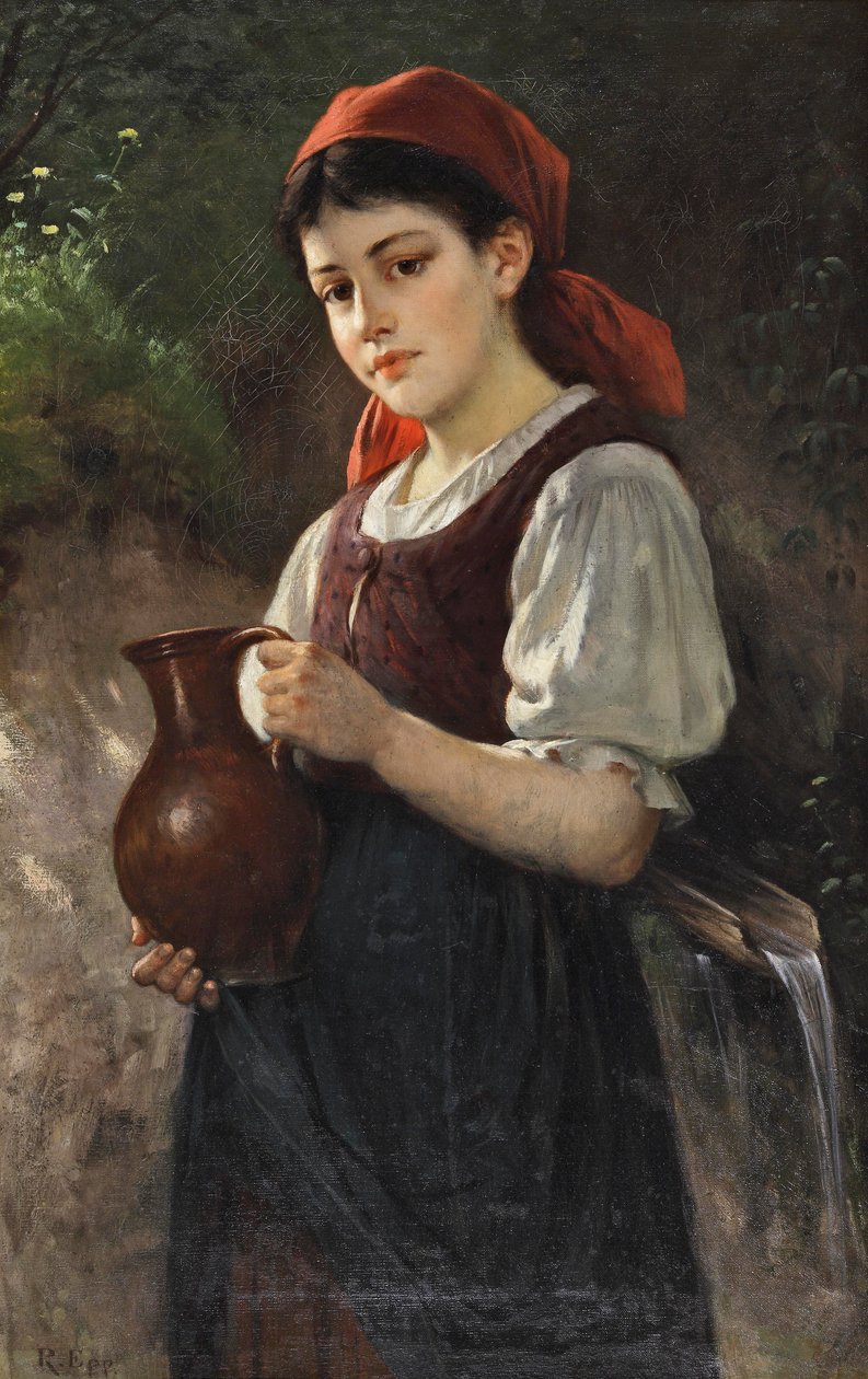 Fiatal lány agyagkorsóval alkotó: Rudolf Epp