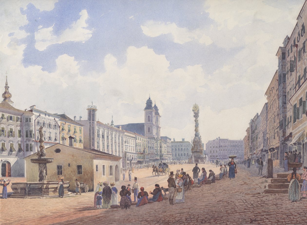 A főtér Linzben alkotó: Rudolf von Alt
