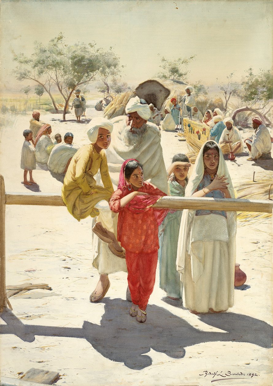 Kukucskálás a vonaton, India, 1892 alkotó: Rudolf Der G. Swoboda
