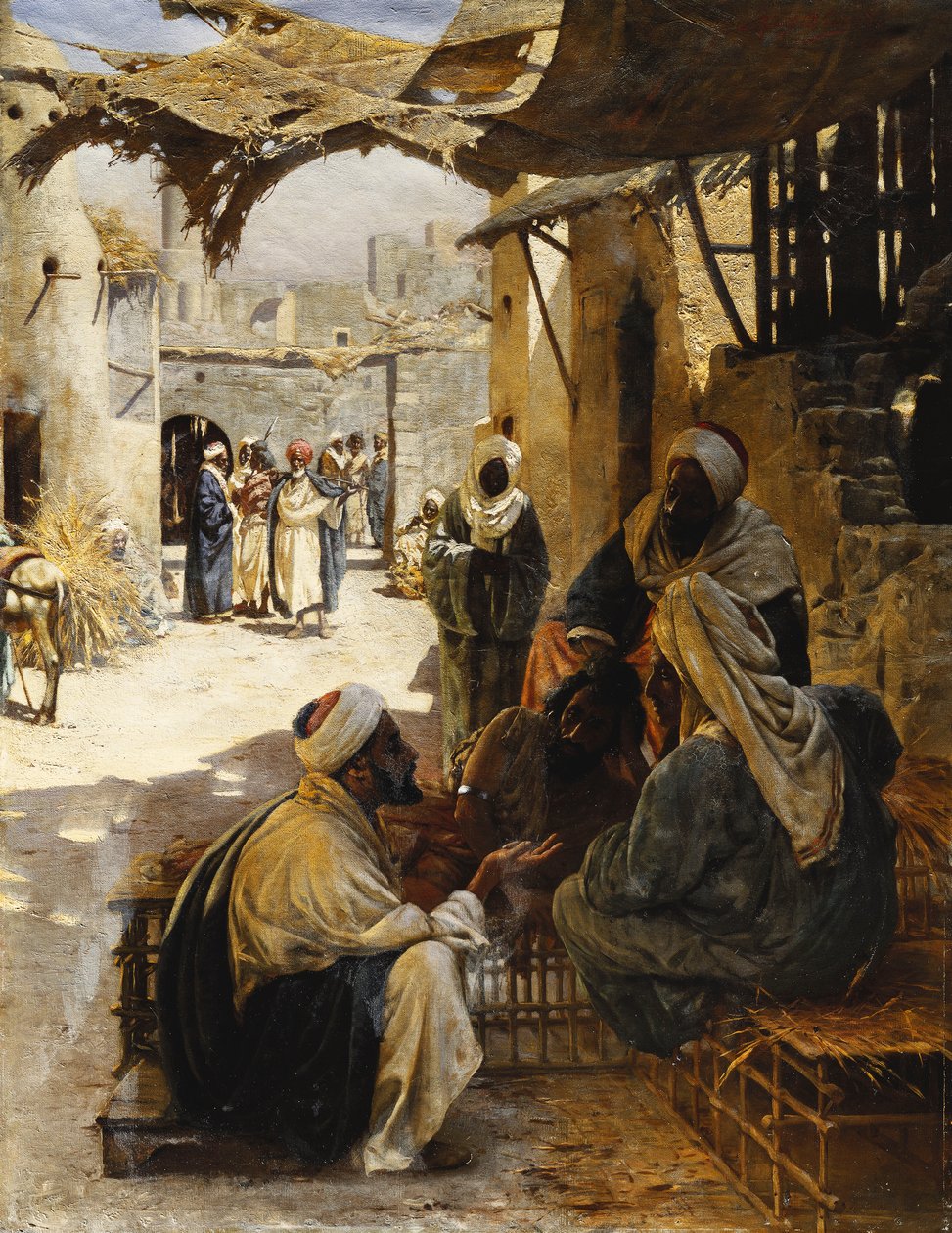 Arabok beszélgetnek a falu utcájában, 1894 alkotó: Rudolf Der G. Swoboda