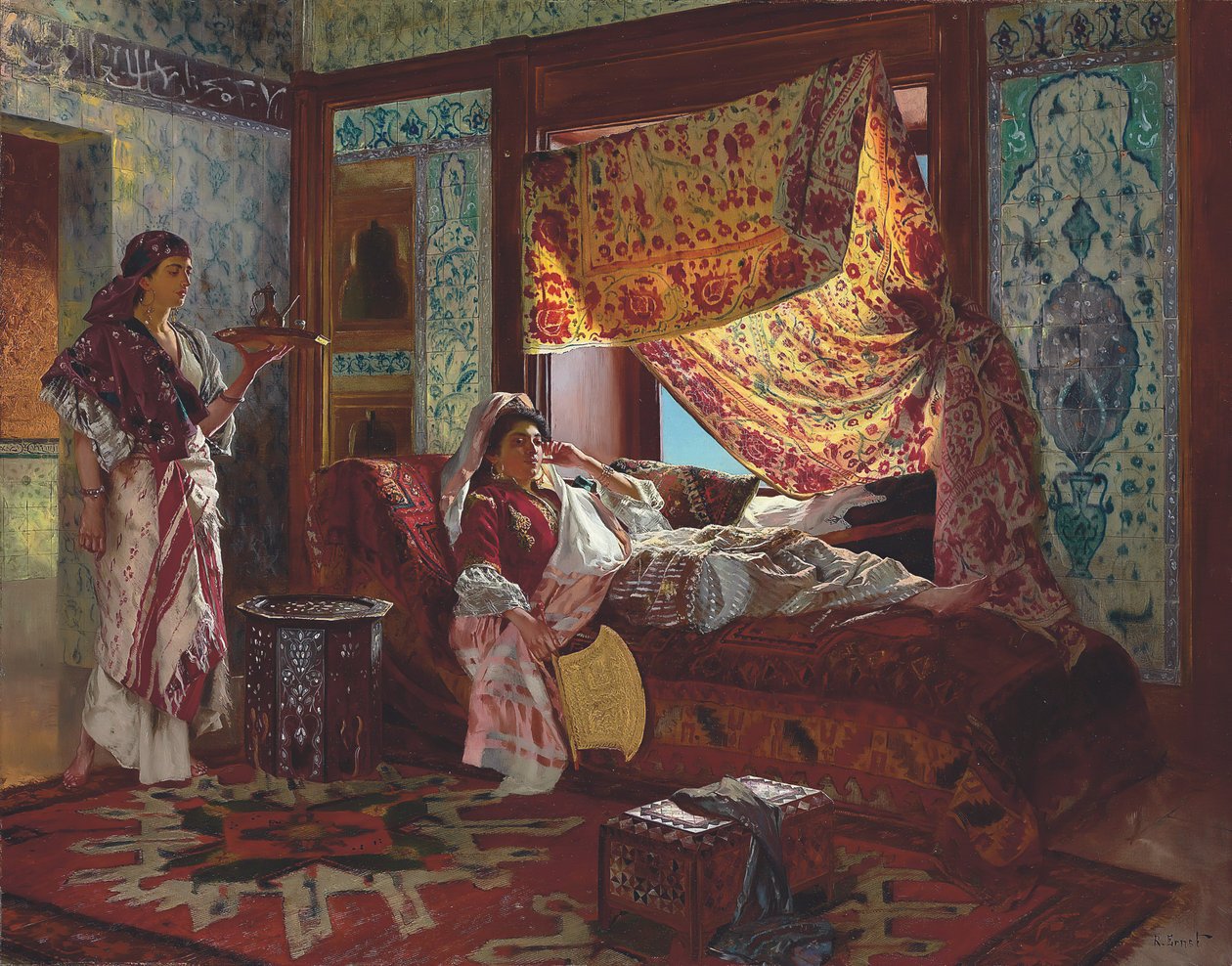 Teát inni a Háremben. alkotó: Rudolf Ernst