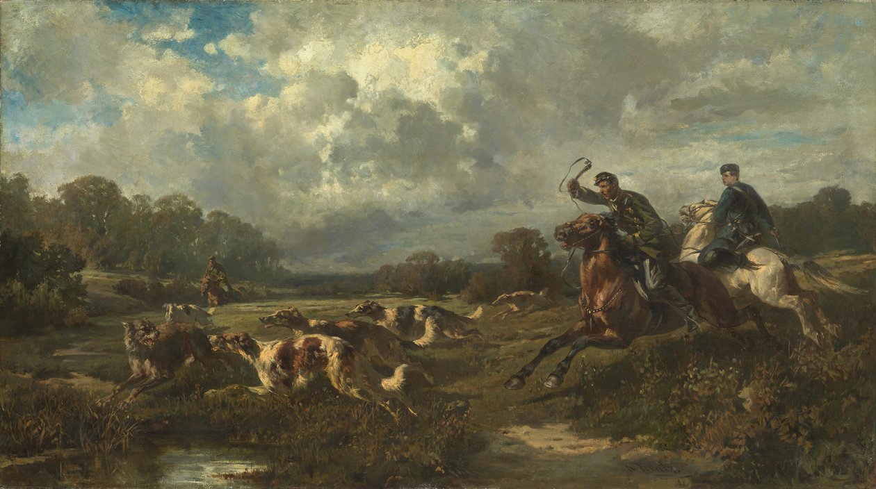 Vlagyimir Alekszandrovics orosz nagyherceg 1847-1909 egy farkasvadászatban alkotó: Rudolf Ferdinandovich Frenz