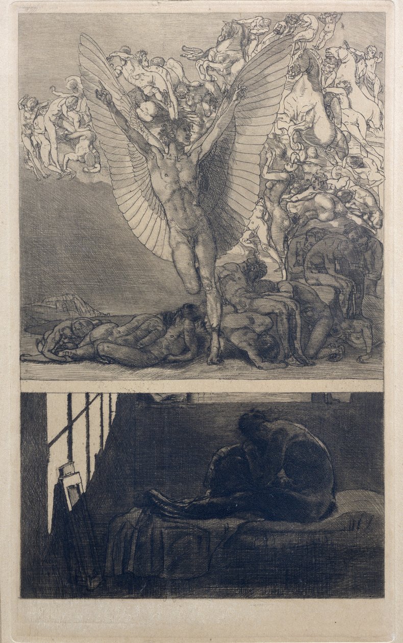 Álmatlan éjszaka (metszet) alkotó: Rudolf Jettmar