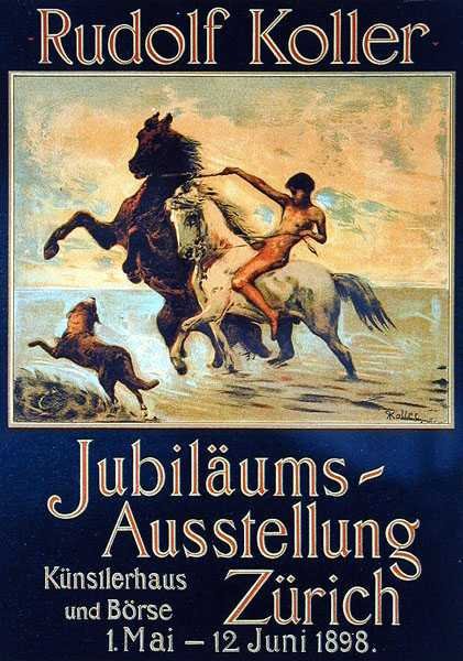 A zürichi jubileumi kiállítás „Jubilaums Ausstellung” című plakát reprodukciója alkotó: Rudolf Johann Koller