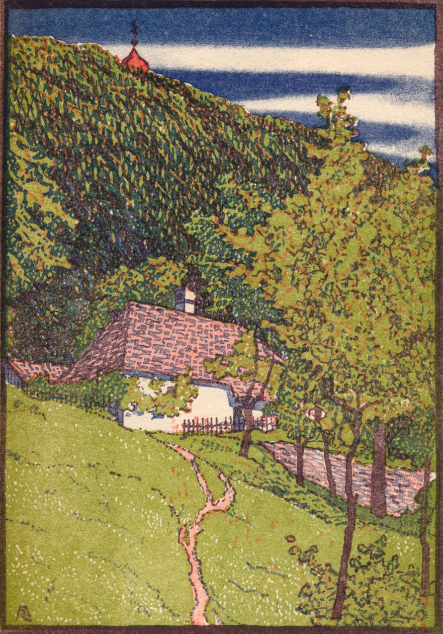 Egy színes fametszet, c1910 alkotó: Rudolf Junk