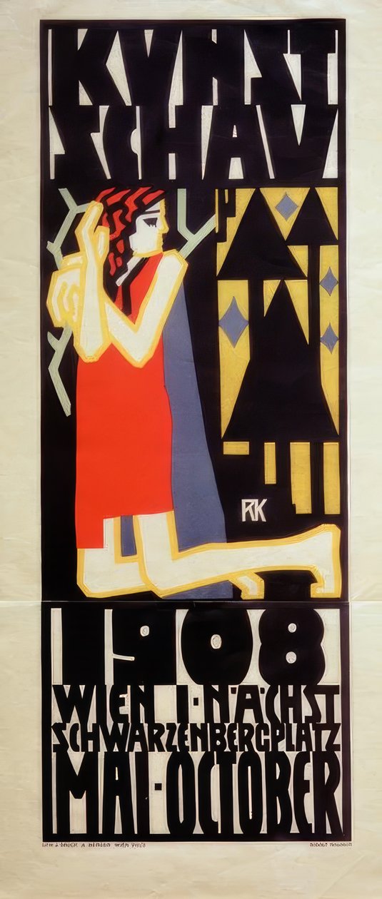 R. Kalvach, az 1908-as bécsi művészeti kiállítás plakátja alkotó: Rudolf Kalvach