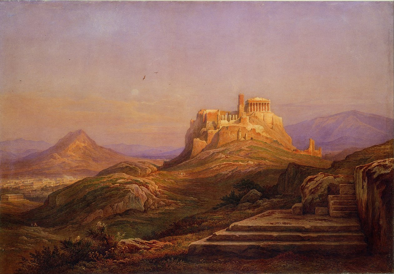 Kilátás az Akropoliszra a Pnyxről, 1863 alkotó: Rudolf Müller