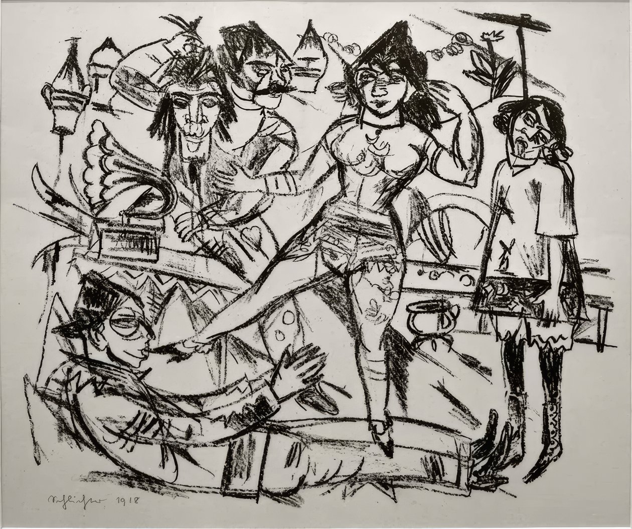 Szadista jelenet cipőcsókolással alkotó: Rudolf Schlichter