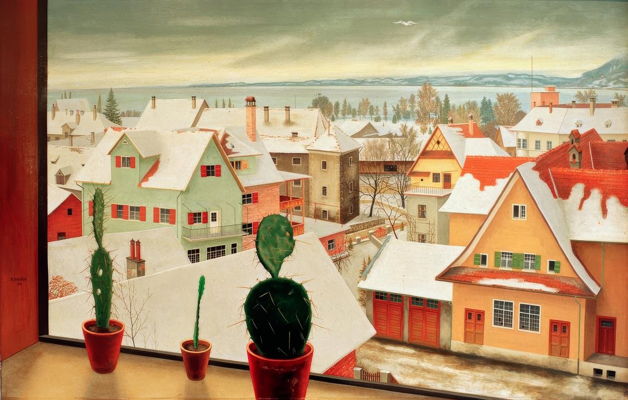 Téli táj - kilátás a stúdióból alkotó: Rudolf Wacker