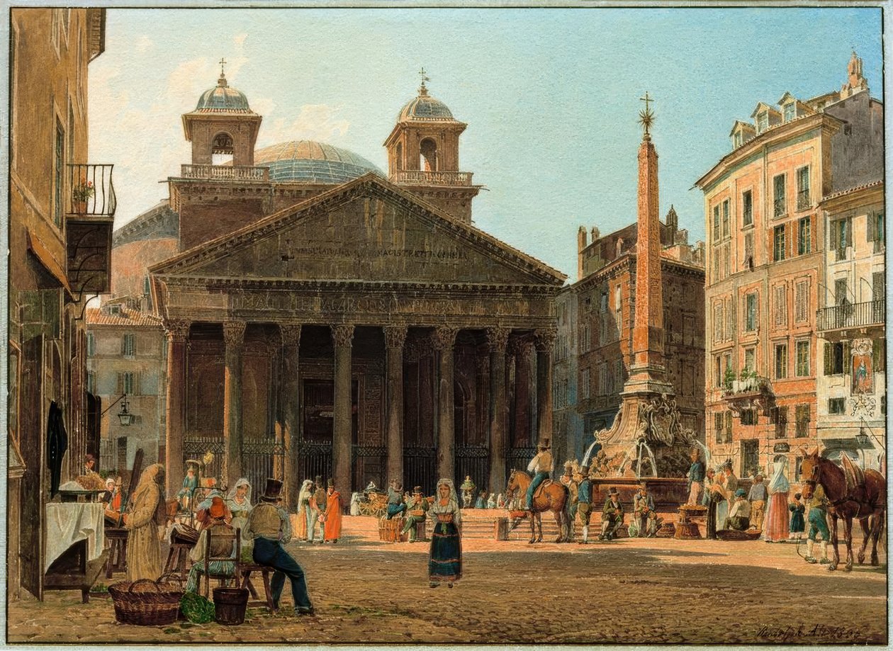 Das Pantheon und die Piazza della Rotonda in Rom alkotó: Rudolf von Alt