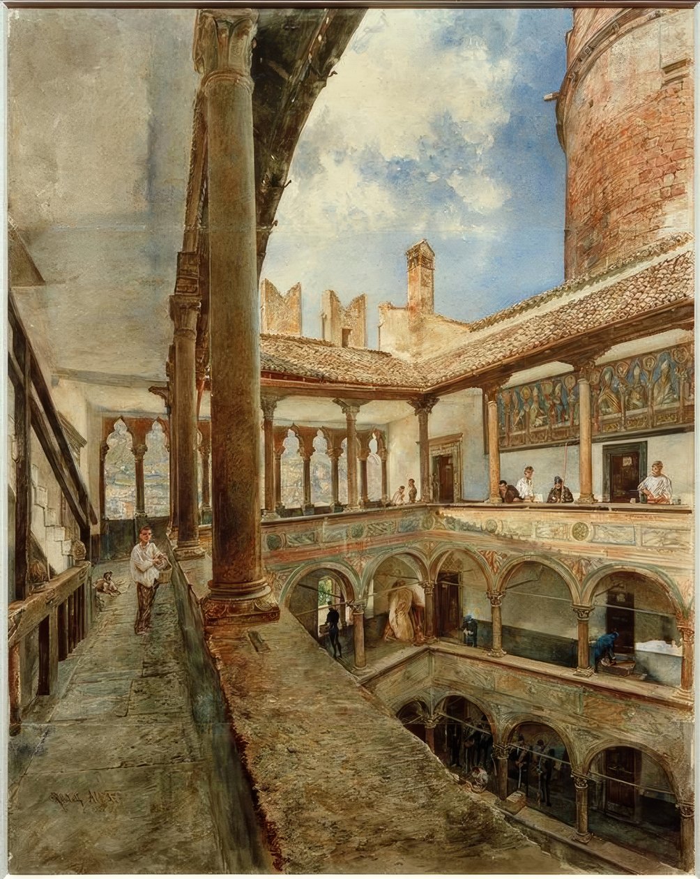 Innenhof des Buonconsiglio kastély Trientben alkotó: Rudolf von Alt