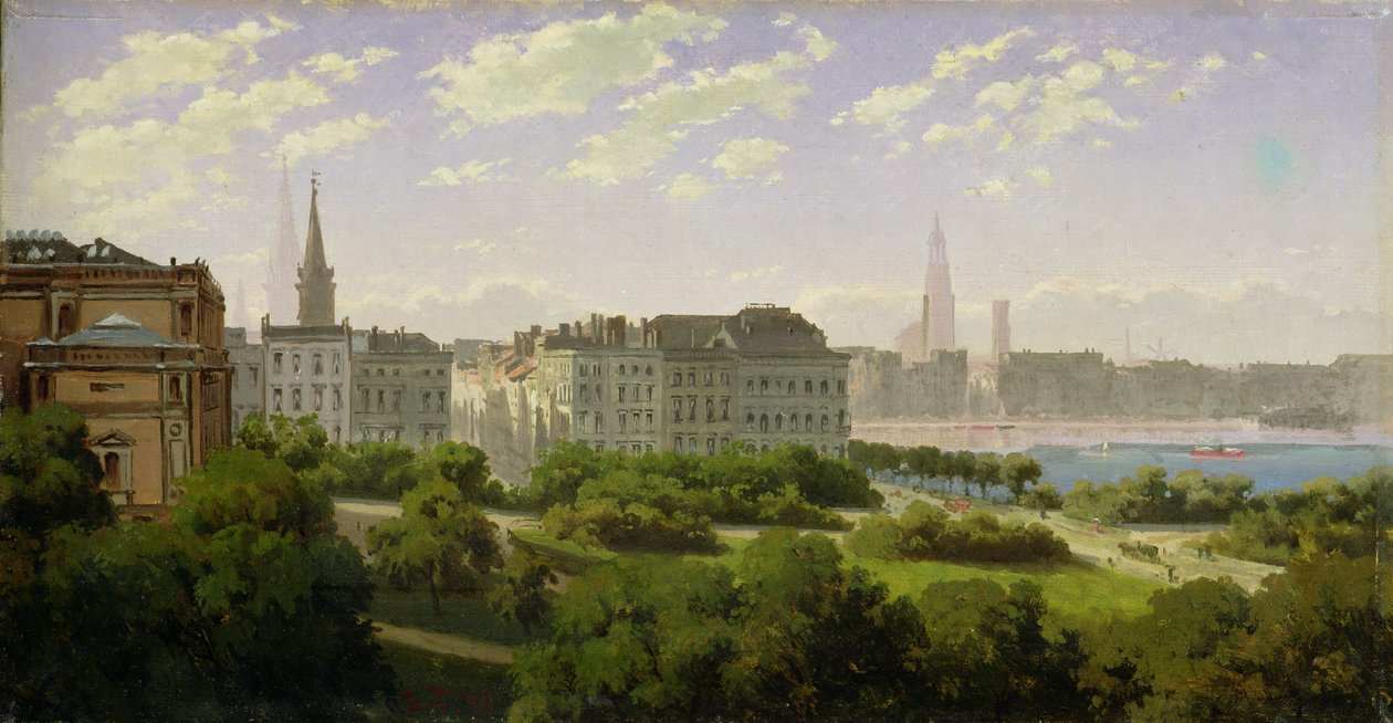 A hamburgi Kunsthalle és a Wallanlagen a Glockengiesserwalnál, 1875 alkotó: Rudolf von Turcke