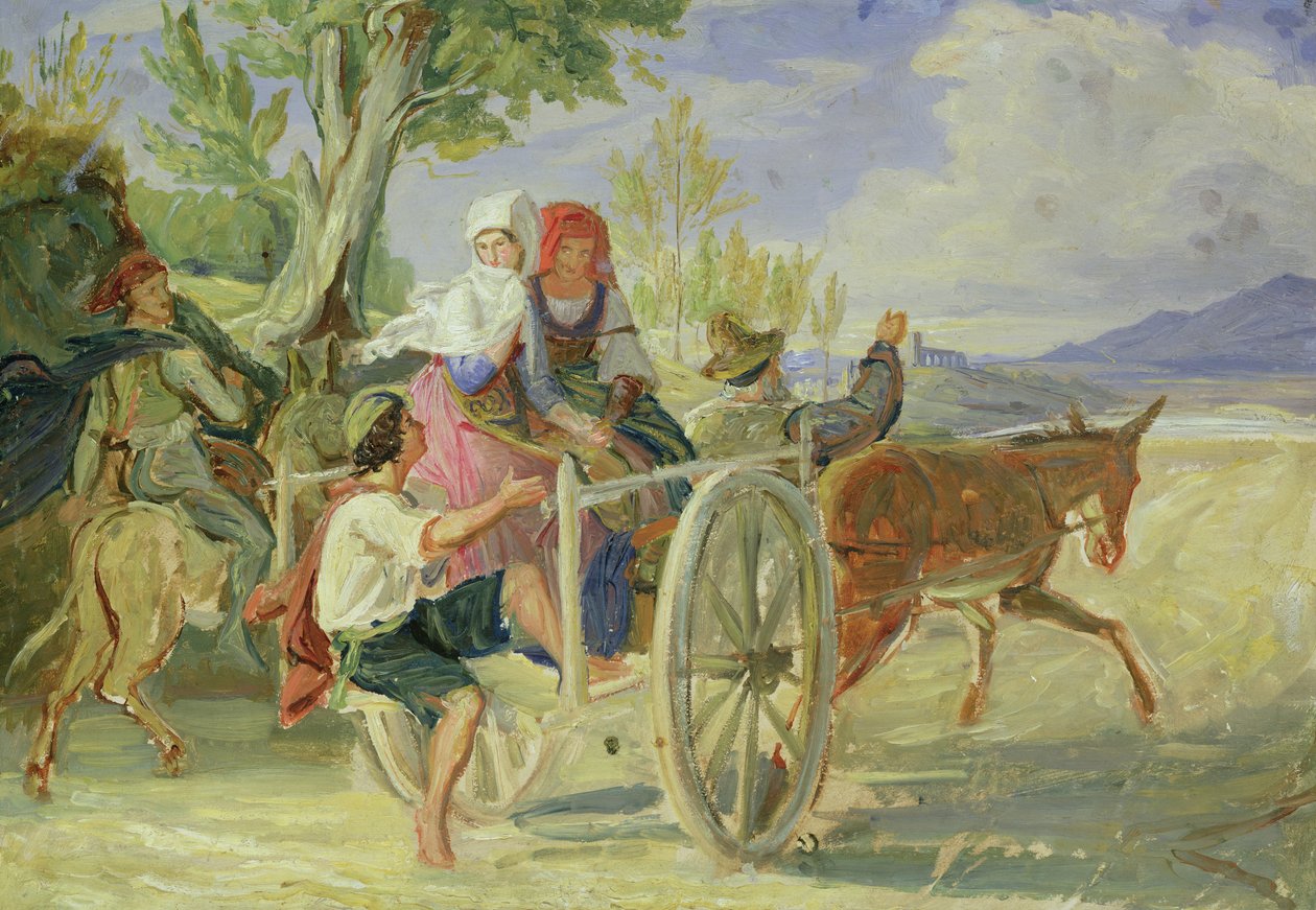 Olasz kocsi (olaj, papír, kartonra fektetve) alkotó: Rudolph Friedrich Wasmann