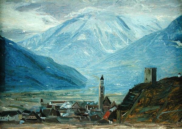 Merano a hóban, 1840 körül (olaj, papír, karton) alkotó: Rudolph Friedrich Wasmann