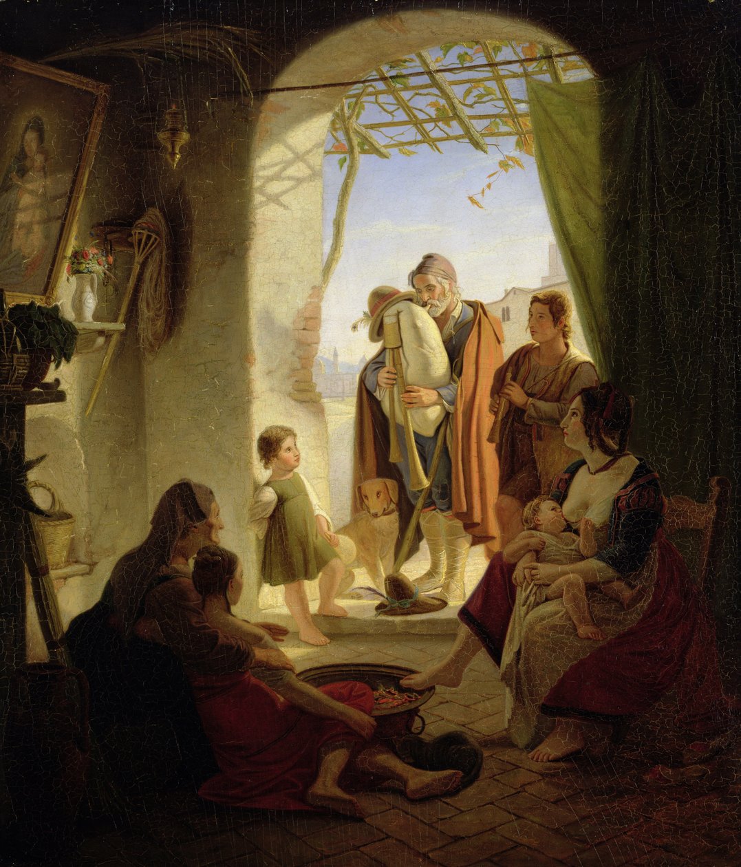 Nápolyi dudás a téli Rómában, 1833 alkotó: Rudolph Friedrich Wasmann