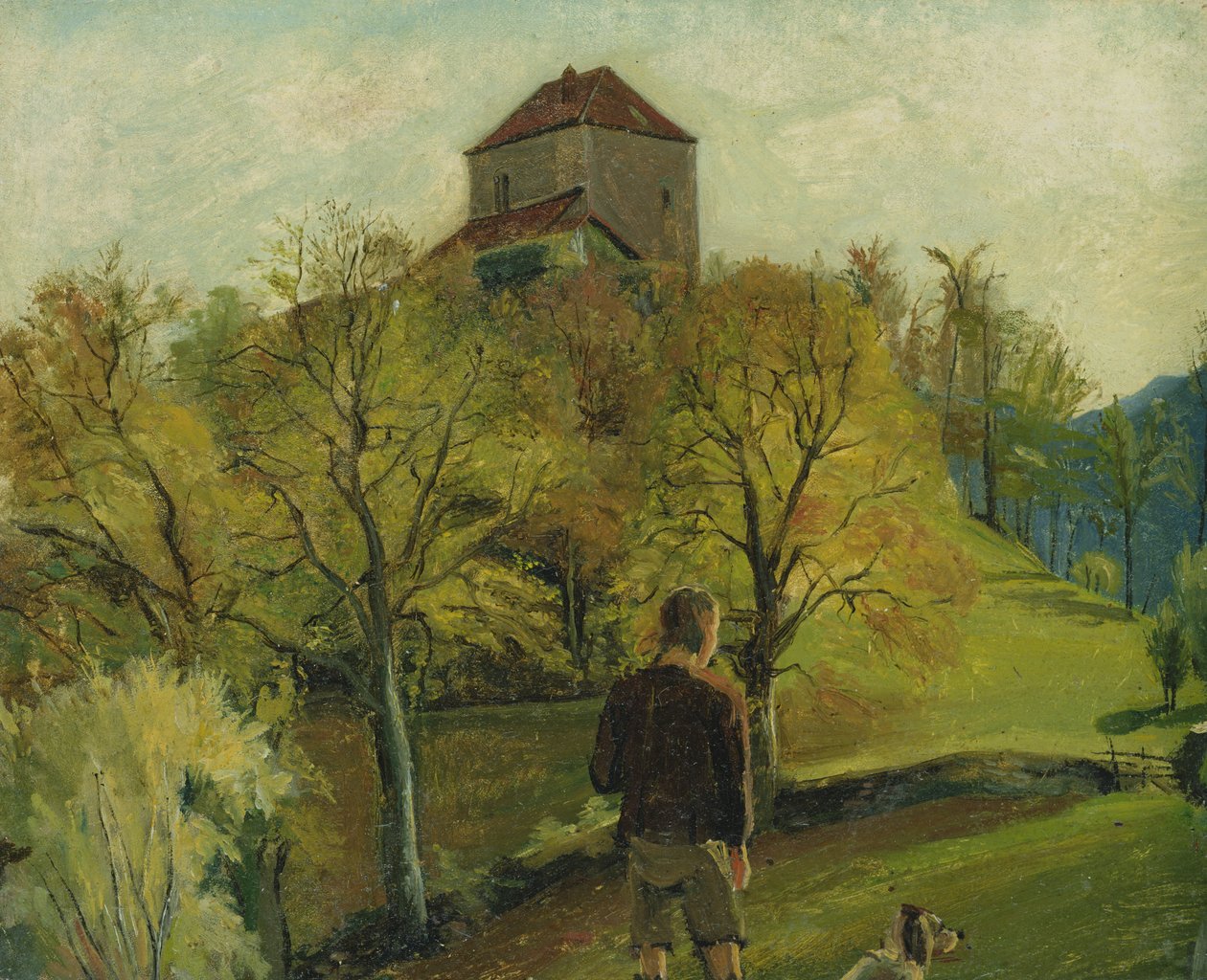 A tiroli Zenoburg, Kr. e. 1831 (olaj, papír, kártyára szerelve) alkotó: Rudolph Friedrich Wasmann