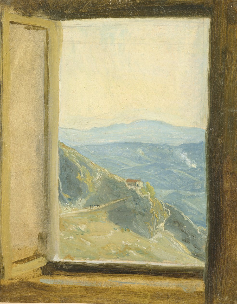Campania kilátása, 1833 körül (olaj, papír, kártyára illesztve) alkotó: Rudolph Friedrich Wasmann