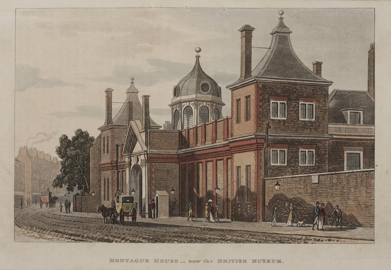 Kilátás a British Museumra, Holborn utcai jelenettel, 1810 körül alkotó: Rudolph Ackermann