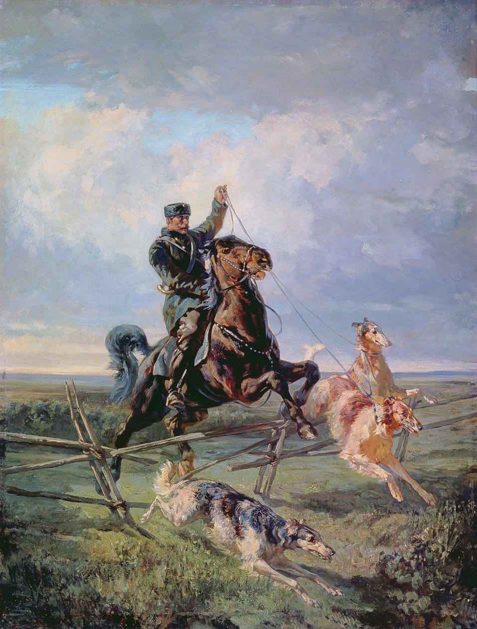 Vadász a borzókkal, 1872 alkotó: Rudolph Frenz