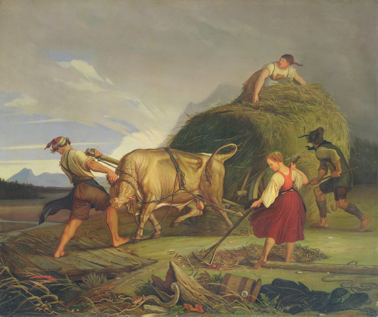 Széna betakarítása vihar előtt, 1844 alkotó: Rudolph Friedrich Wasmann