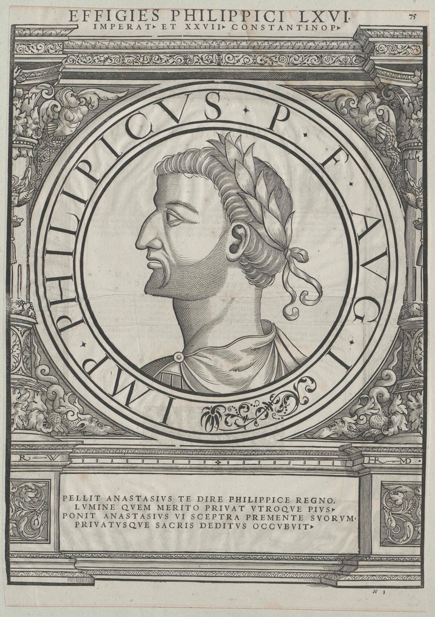 Philippikos Bardanes kelet-római császár (nyomtatás) alkotó: Rudolph Wyssenbach