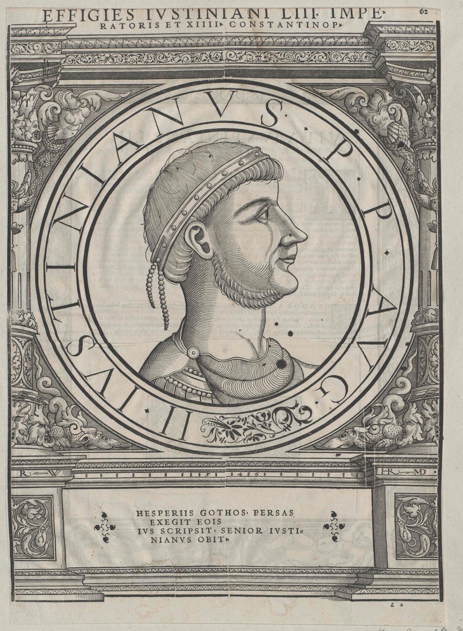 I. Justinianus, a Bizánci Birodalom császára (nyomtatás) alkotó: Rudolph Wyssenbach