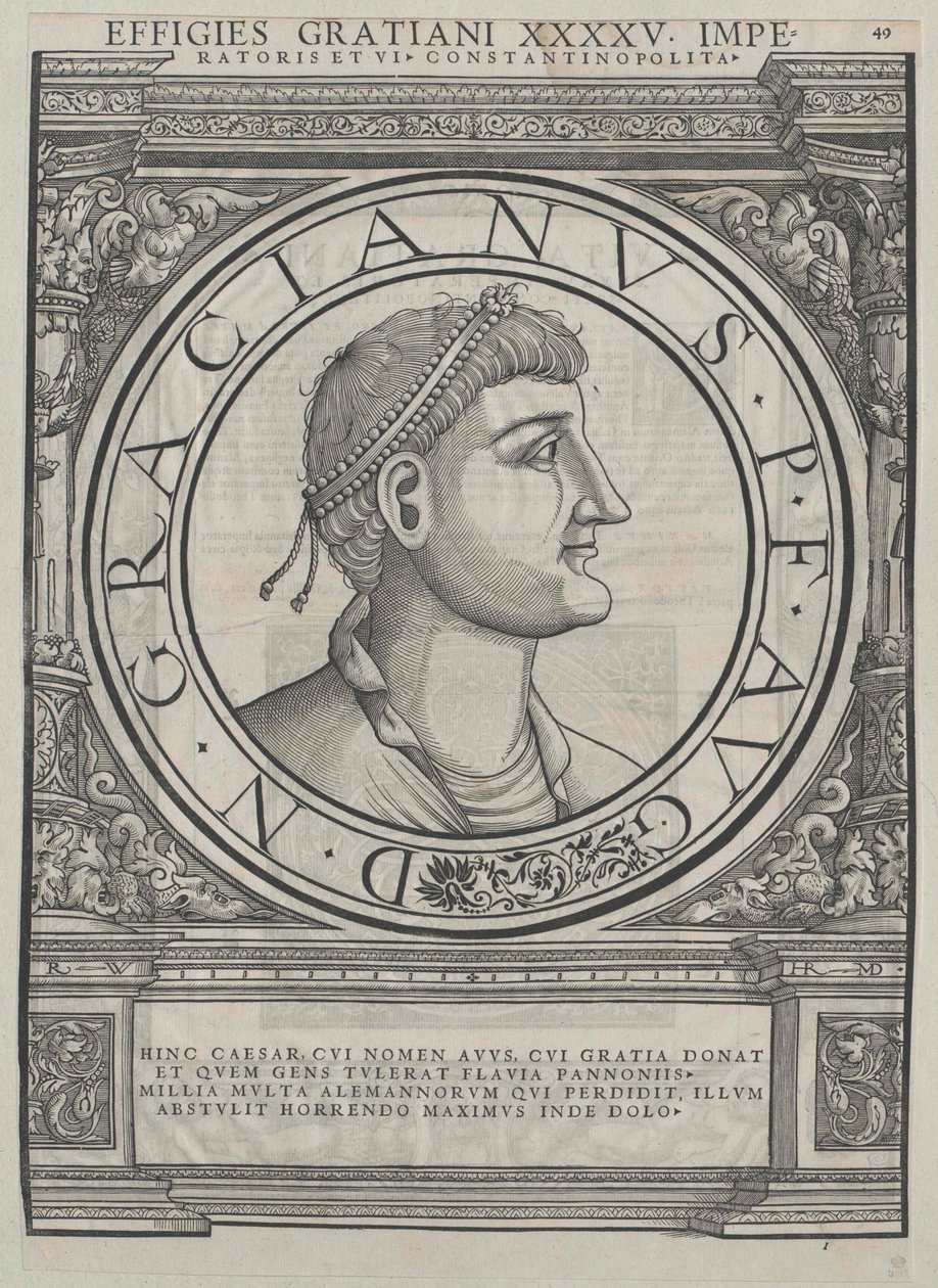 Gratianus római császár (nyomtatás) alkotó: Rudolph Wyssenbach