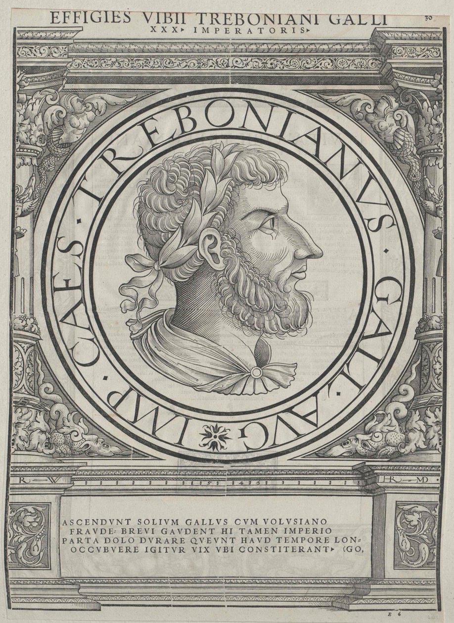 Trebonianus Gallus római császár (nyomtatás) alkotó: Rudolph Wyssenbach