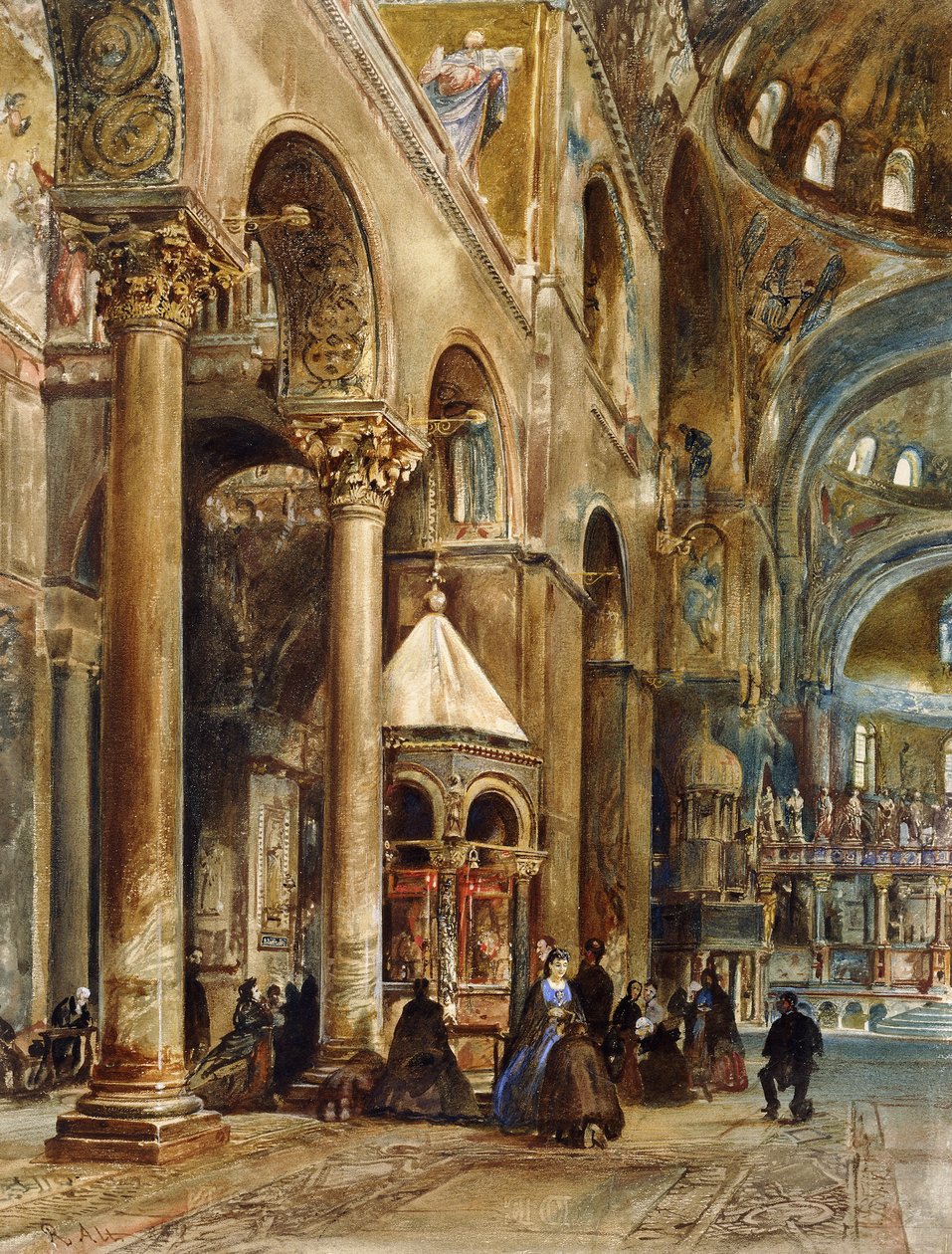 A Basilica di San Marco belseje, Velence, 1884 alkotó: Rudolf von Alt