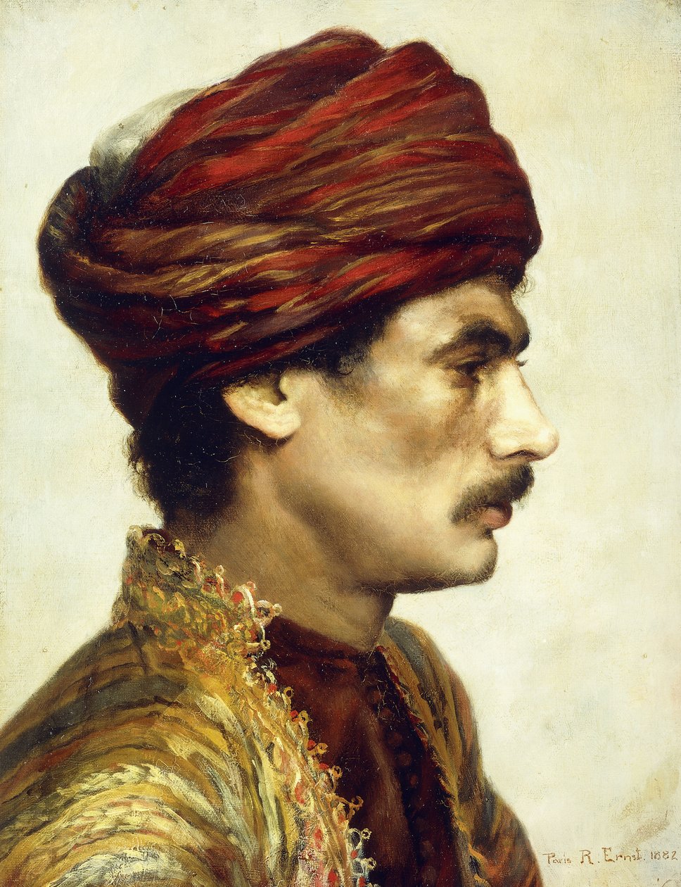 Vörös turbános férfi profilportréja, 1882 alkotó: Rudolphe Ernst