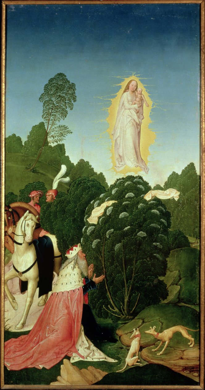 A fátyol megtalálása, Szent Lipót legendájából, 1505 (tempera a táblán) alkotó: Rueland, the Younger Frueauf