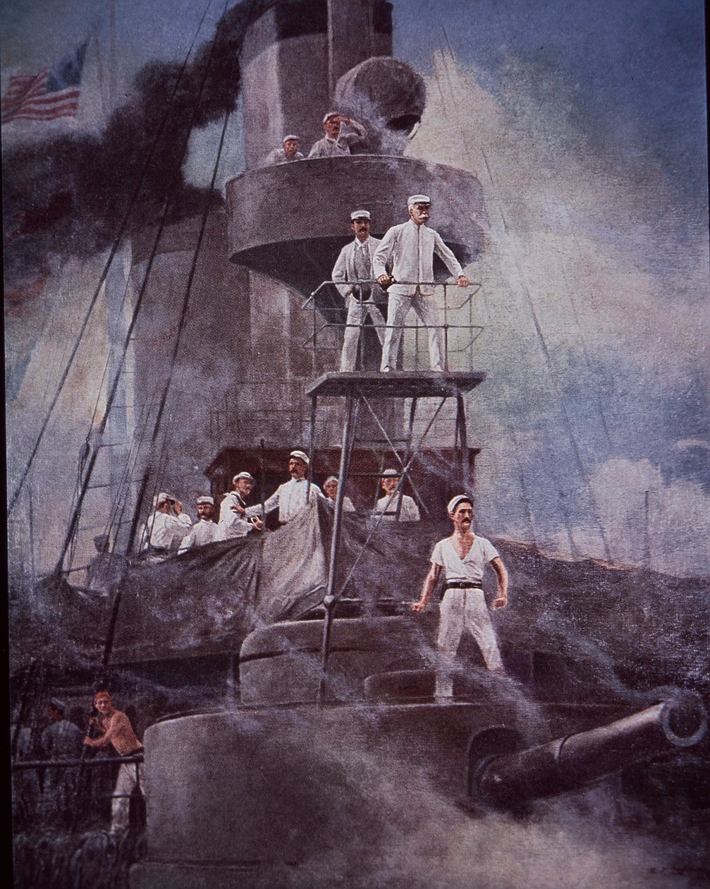 Spanyol-amerikai háború 1898, Manila-öböli csata, Dewey admirális irányítja az Olympia zászlóshajójának akcióit alkotó: Rufus Fairchild Zogbaum