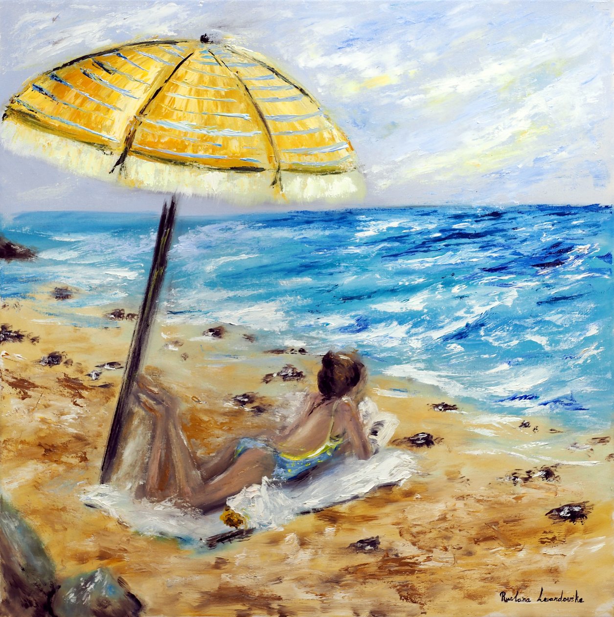 Beach Day, 2022 (olaj, kavics) alkotó: Ruslana Levandovska