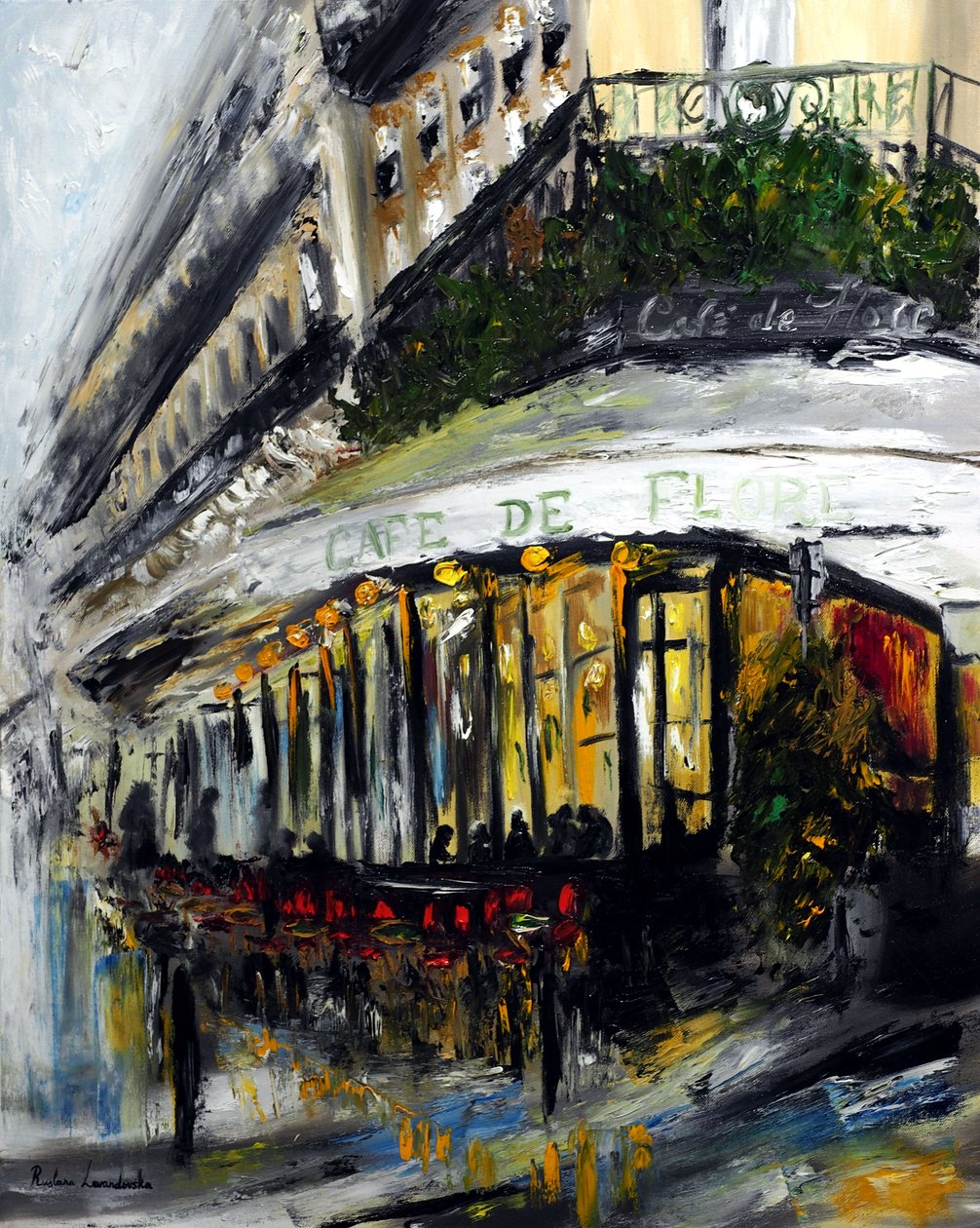 Cafe de Flore esti Párizs, 2021 (olaj, vászon) alkotó: Ruslana Levandovska