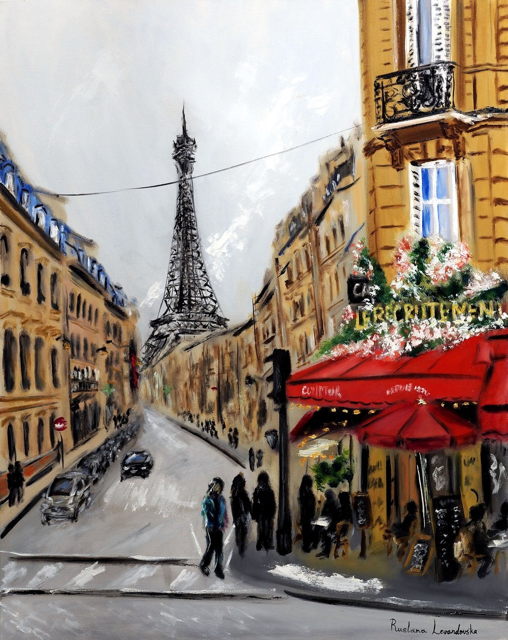 Le Recrutement Paris - arany díszítéssel, 2023 (olaj, vászon) alkotó: Ruslana Levandovska