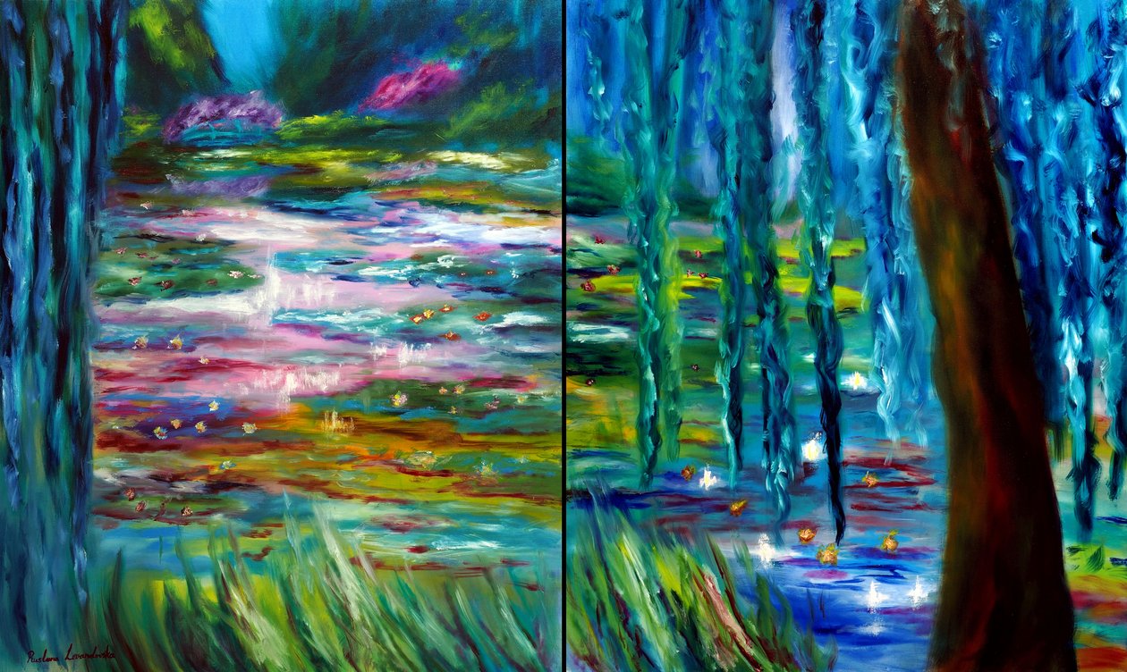Monet Japán kert Givernyben diptichon, 2024 (olaj, vászon) alkotó: Ruslana Levandovska