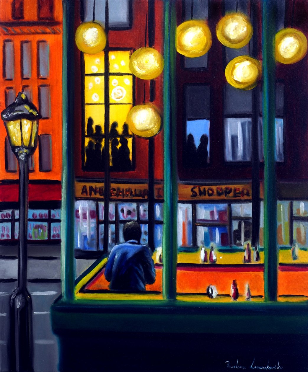 Nightfall Cafe, 2025 (olaj, vászon) alkotó: Ruslana Levandovska