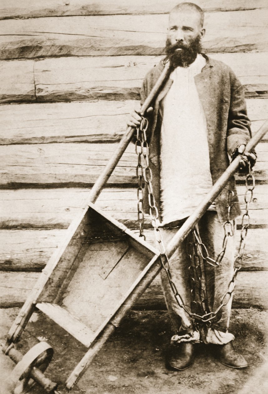 Elítélt Szibériában, 1890 körül (szépia fotó) alkotó: Russian Photographer
