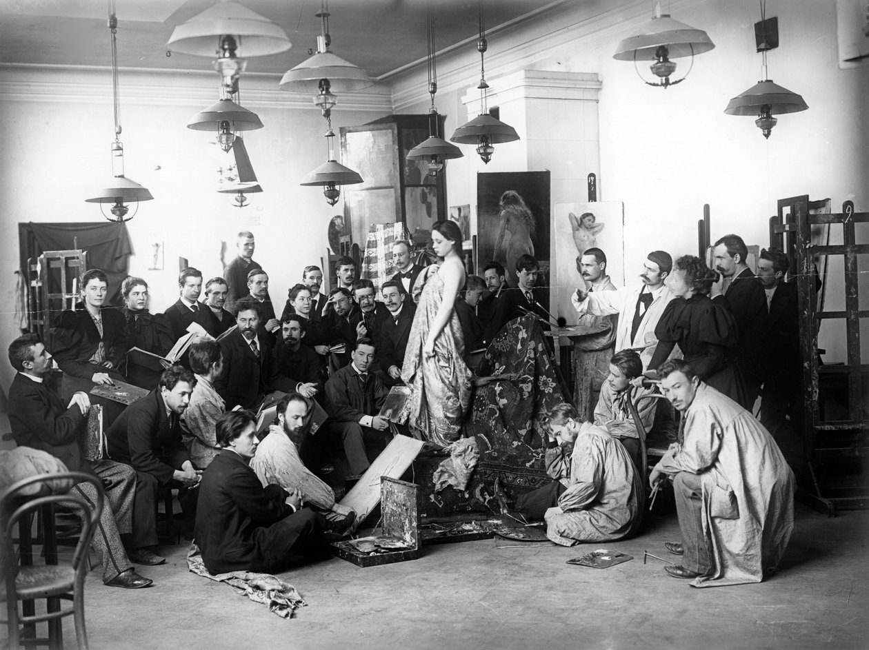Ilja Repin élettanfolyamot tanít a Szentpétervári Birodalmi Akadémián, 1898 alkotó: Russian Photographer