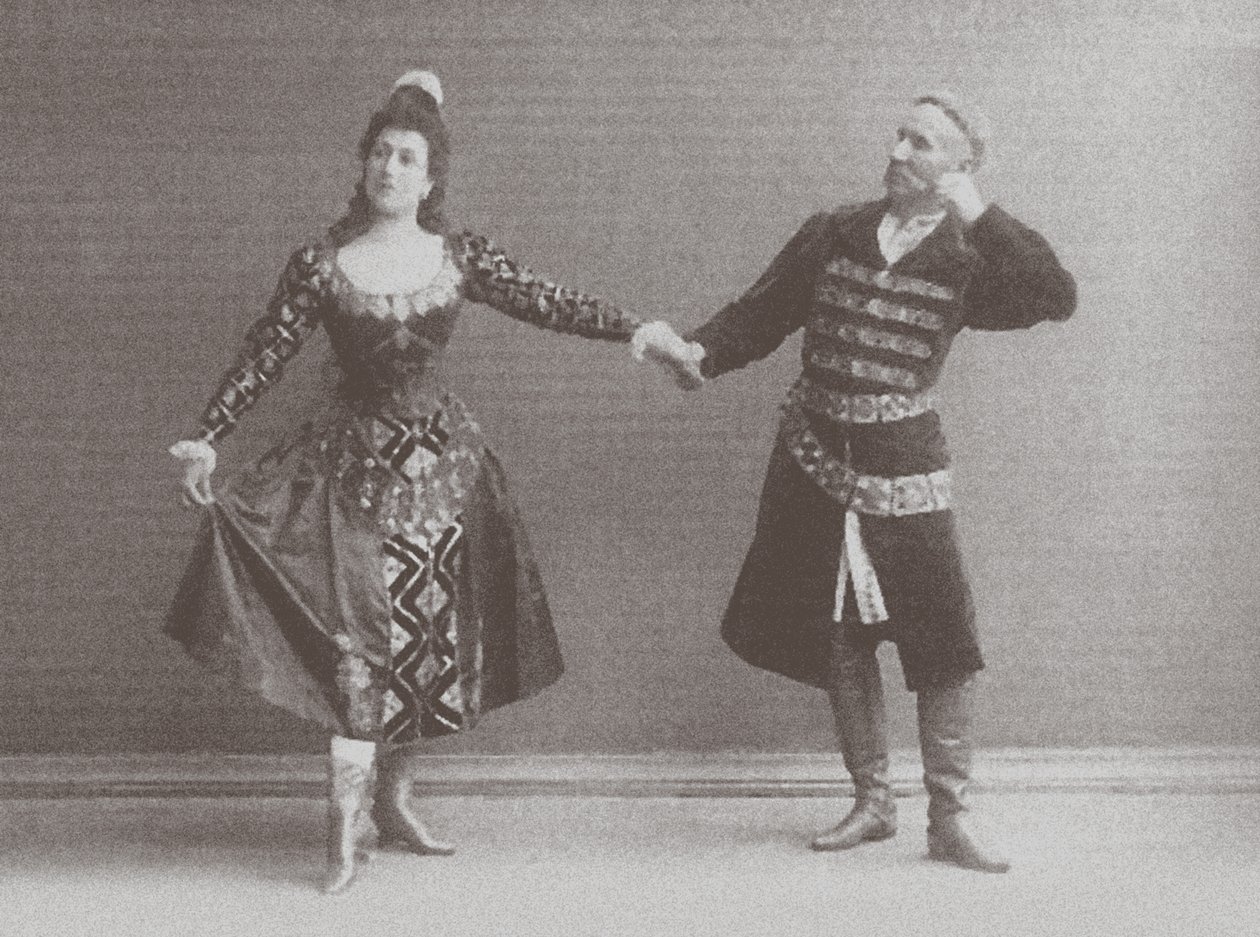Julia és Felix Kschessinsky a mazurkában (lengyel tánc) az eredeti IvanovPetipa Hattyúk tavában, 1895 alkotó: Russian Photographer