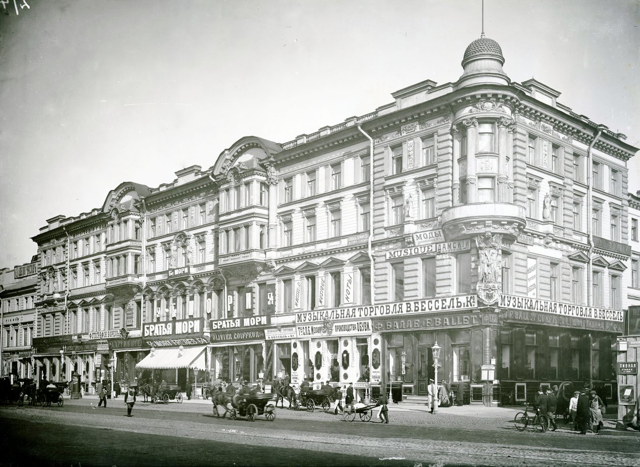 No 54 Nyevszkij Prospekt, a Malaya Sadovaya utca sarka, Szentpétervár, 1900-as évek eleje alkotó: Russian Photographer