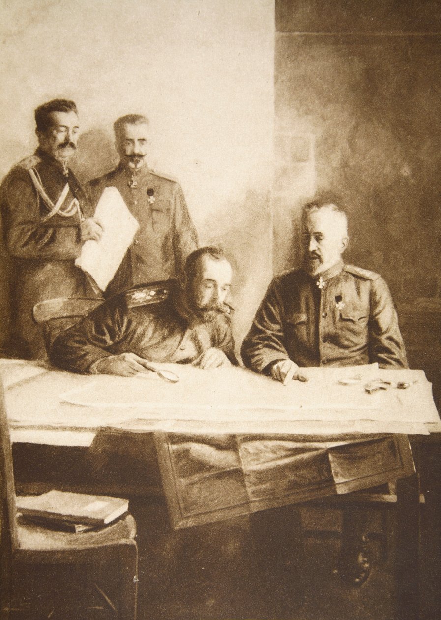 Oroszország császára Miklós nagyherceggel elöl (szépia fotó) alkotó: Russian Photographer