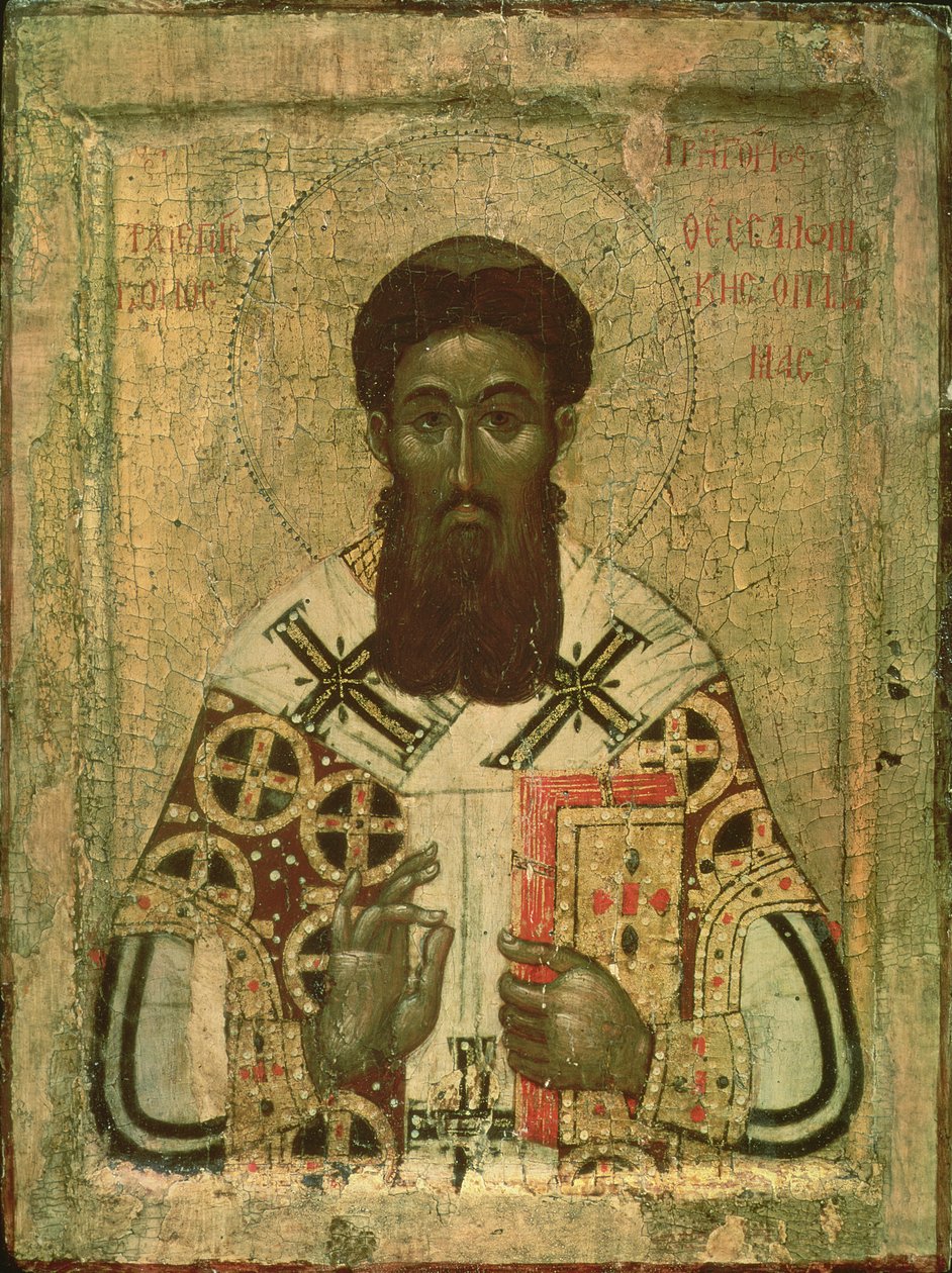 Szent Gergely (335-390) Thesszaloniki érsek ikonja (tempera a papellán) alkotó: Russian School
