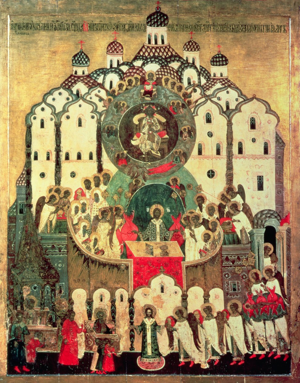 Az Angyalok Gyülekezete (tempera a panelen) alkotó: Russian School