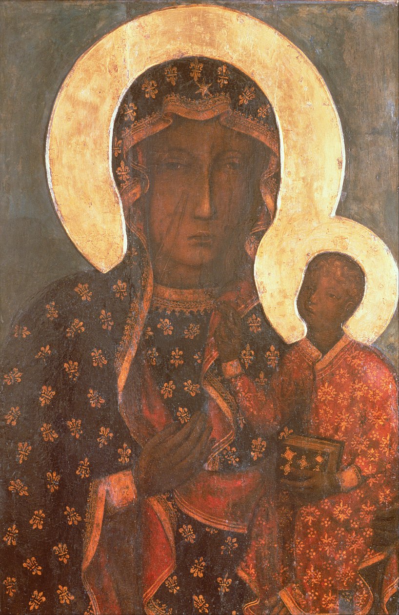 Jasna Gora fekete madonnája, bizánci-orosz ikon (tempera a panelen) alkotó: Russian School
