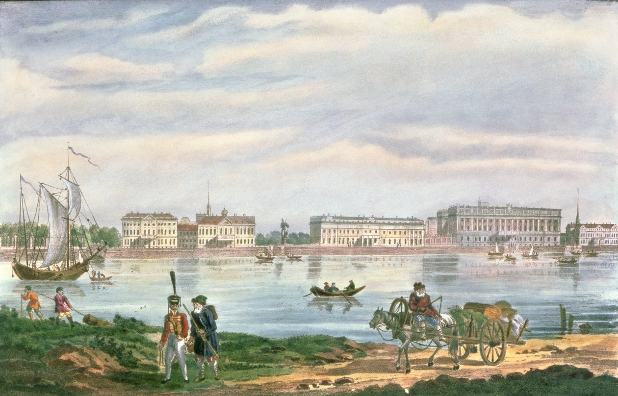 A Márványpalota és a Néva-töltés Szentpéterváron, 1822 alkotó: Russian School