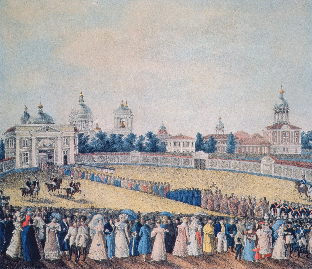 I. Sándor (1777-1825) látogatása az Alekszandr Nyevszkij-kolostorban, 1821 alkotó: Russian School