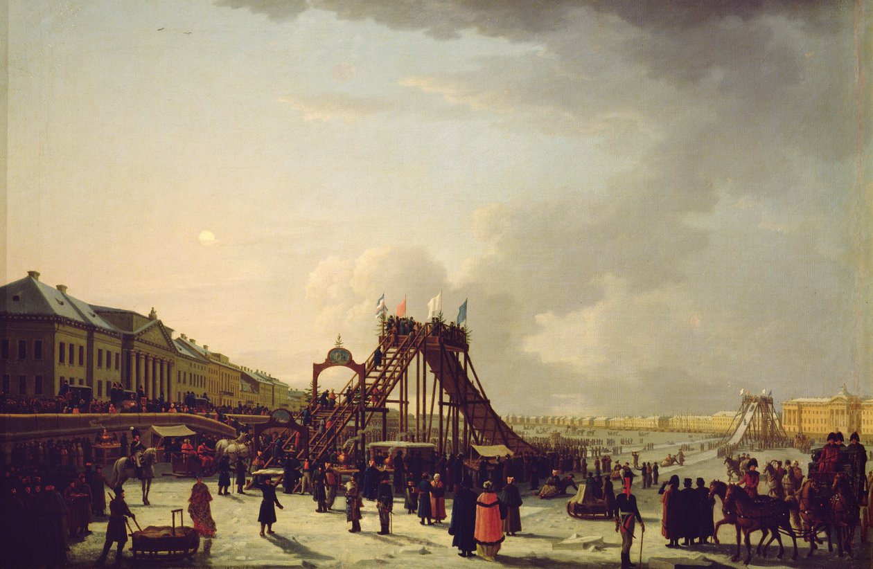 Hullámvasút a Néva-parton, Szentpéterváron, 1803 alkotó: Russian School
